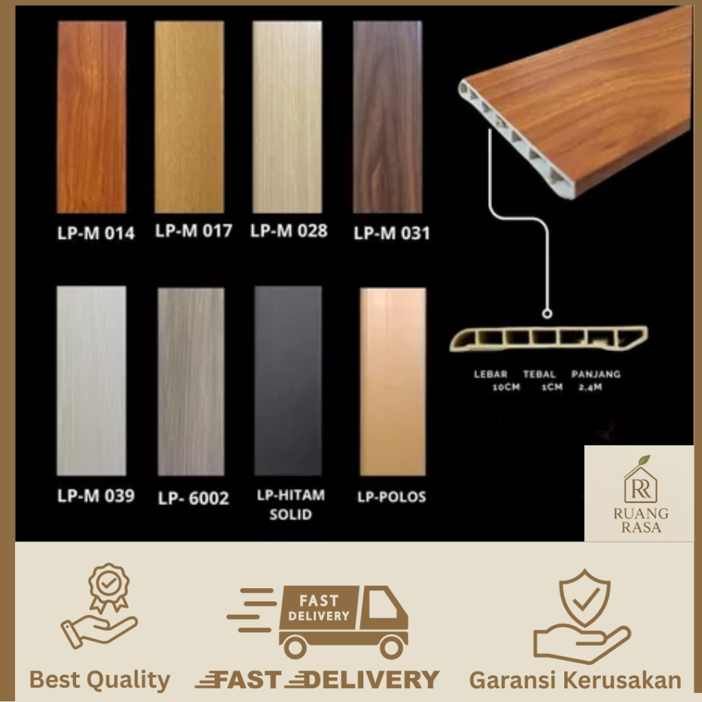 List PVC/PLINT List Plank/Skirting List Lantai Kayu Lantai Vinyl 2.4M