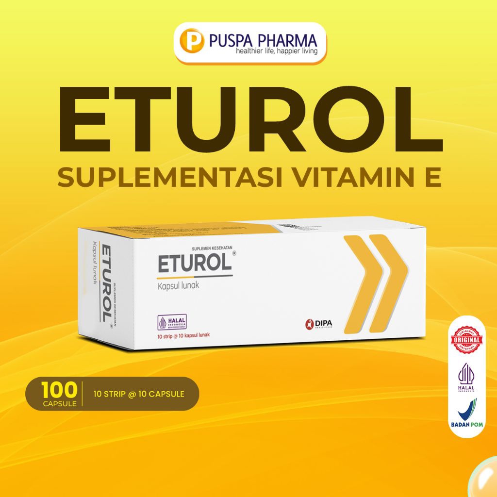 Eturol - Suplementasi Vitamin E 400 IU - 100 Kapsul/Box - BPOM & HALAL