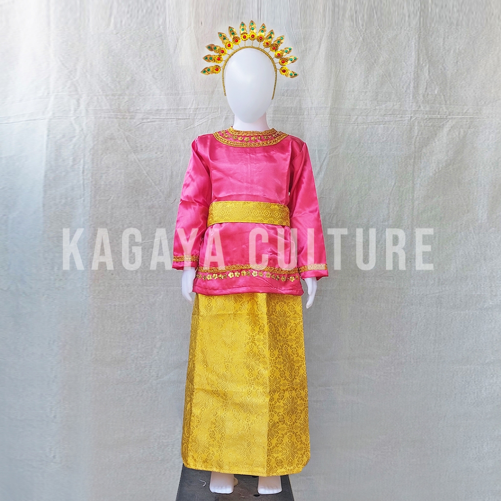 Baju Melayu Anak Perempuan Set Sunting Kecil TK SD SMP SMA - Baju Tari Melayu Anak Perempuan Set