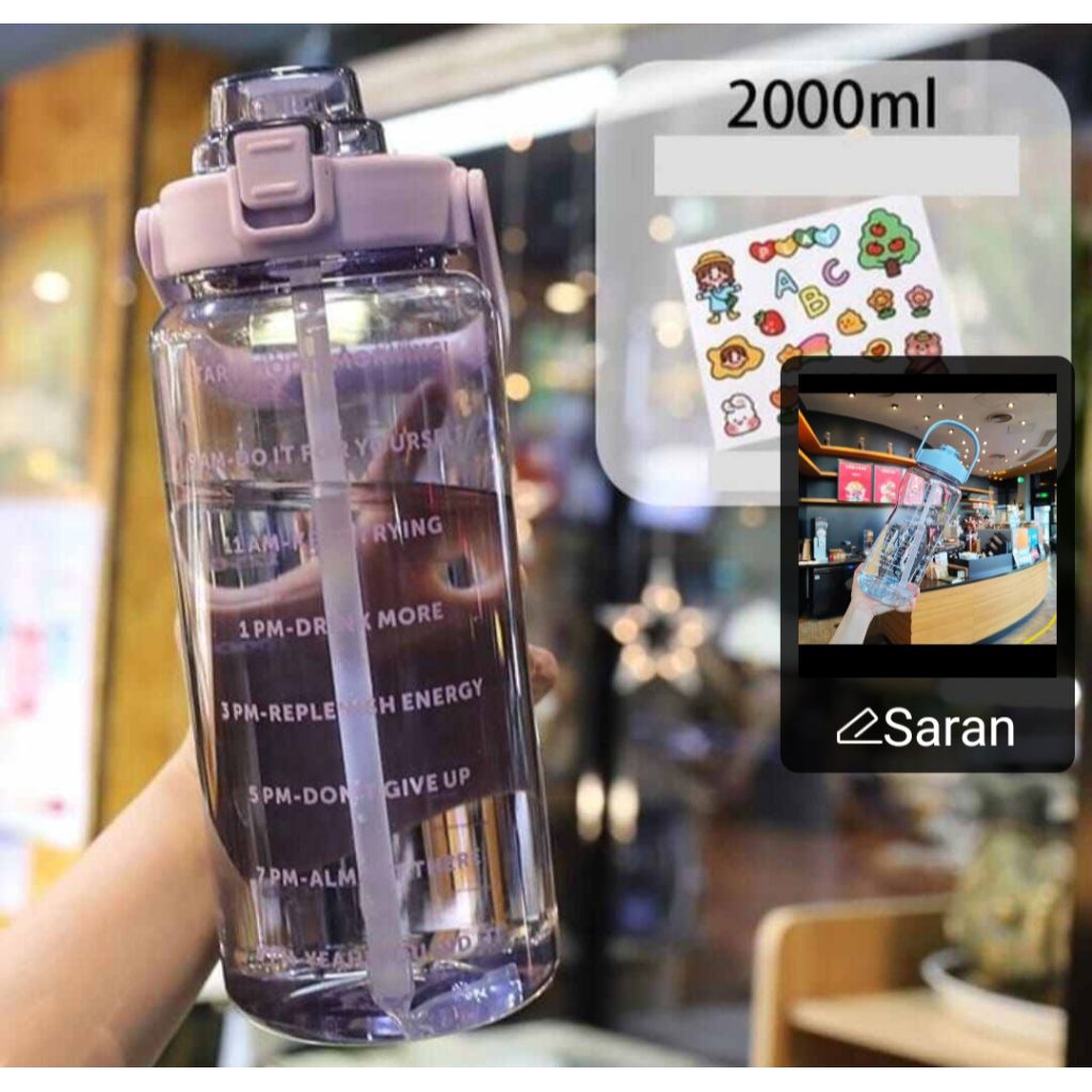 botol minum bening 2liter free stiker