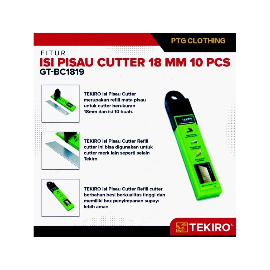 

Isi Pisau Cutter 18mm 10pcs - TEKIRO | Tajam & Tahan Lama | Refill Cutter Universal