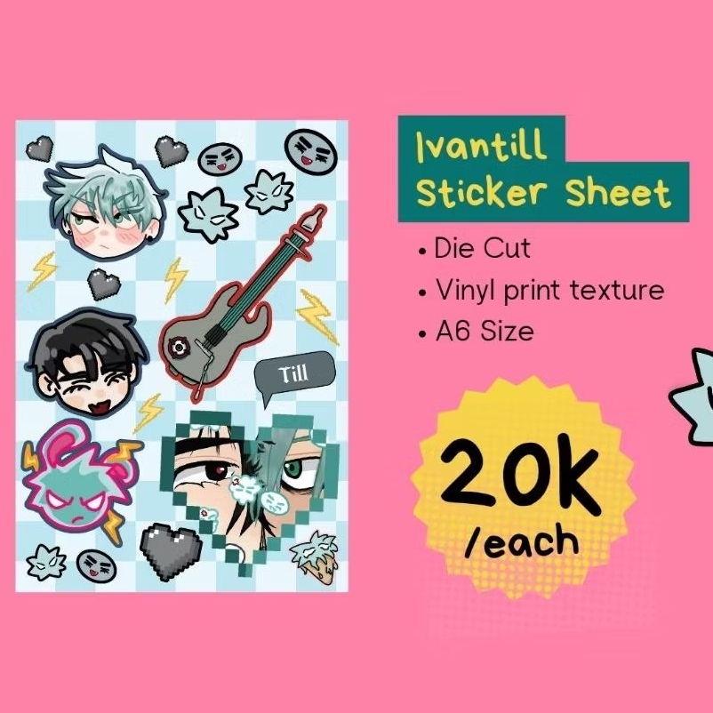 

ivantill Sticker Sheet ukuran A6 kisscut laminasi Vinyl