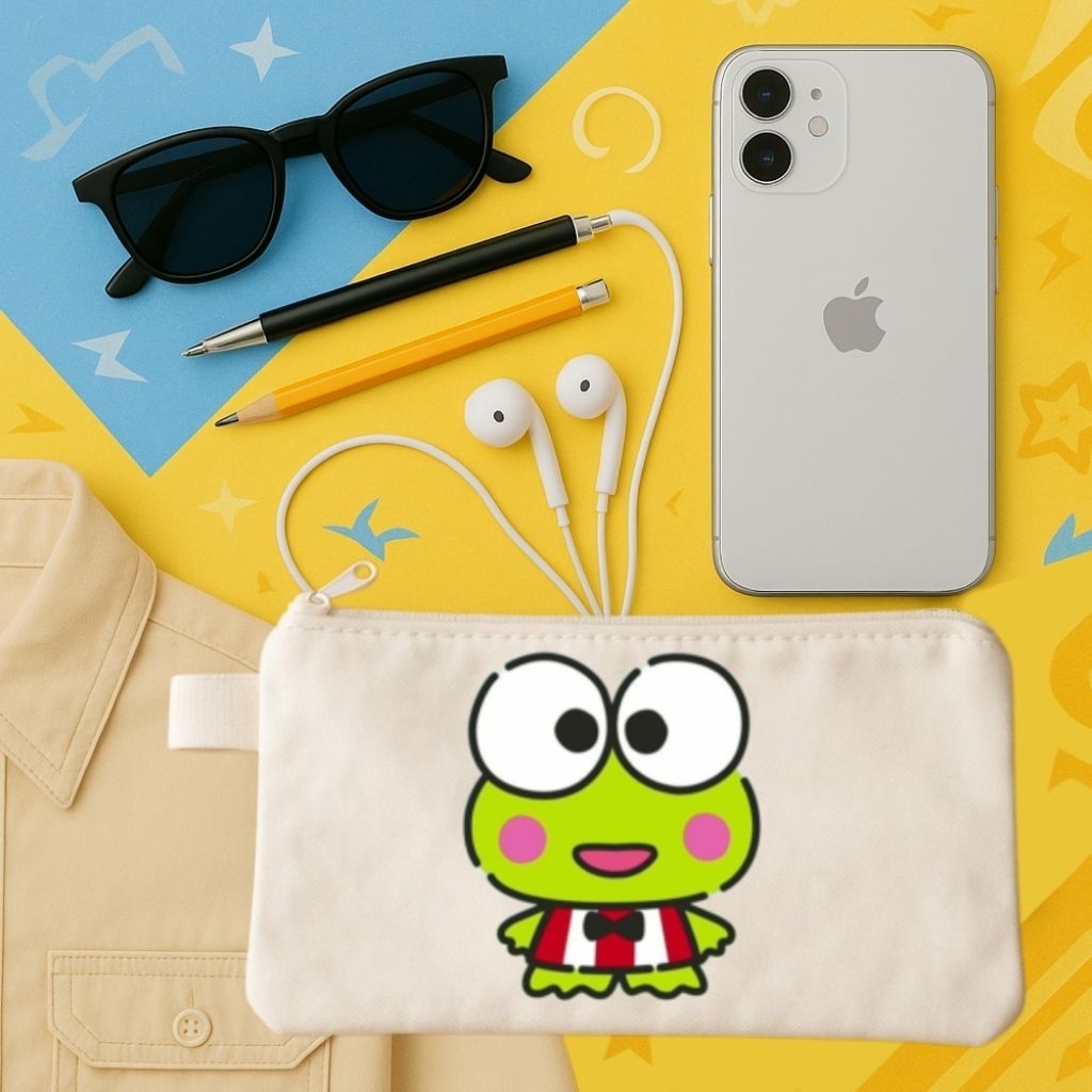 

tempat pensil keroppi bahan kanvas warna hitam putih