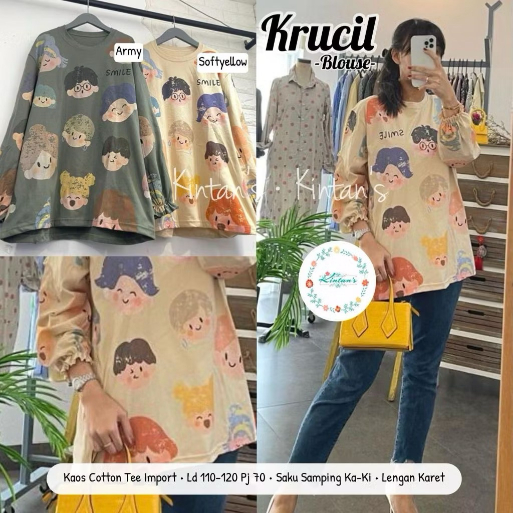 Kaos Import Wanita Lengan Panjang Jumbo Korean Style Kekinian Baju Atasan Kaos Jumbo Wanita Lengan P