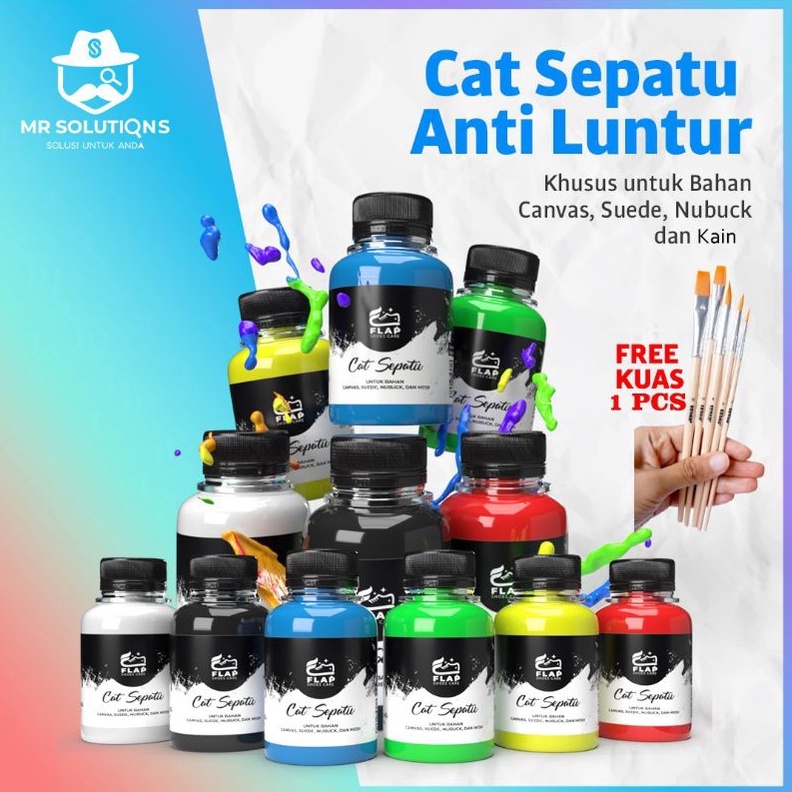 KODE W28X Cat Sepatu Kanvas Hitam Putih Permanen Anti Luntur Cat Sepatu Kain Canvas Merah Biru Hijau