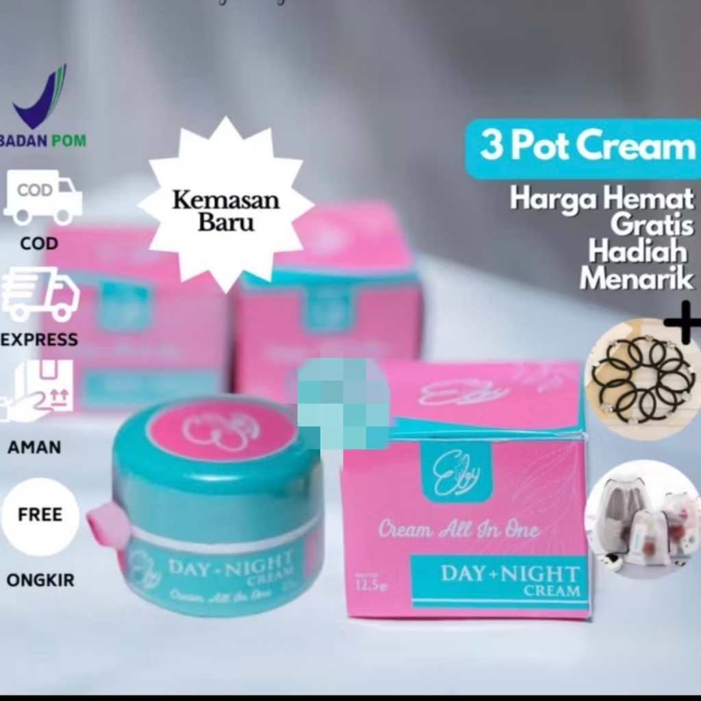 [FREE GIFT] GROSIR 3 POT CREAM EBY ELIZA BEAUTY BPOM KEMASAN TERBARU ORIGINAL