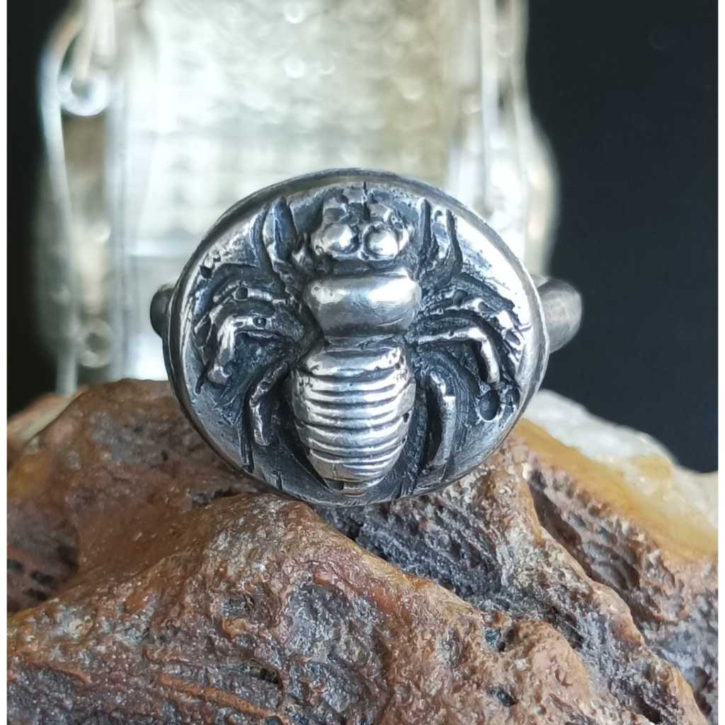 Cincin Ukir Spider Vintage Antique Ring Perak Kuno Handmade