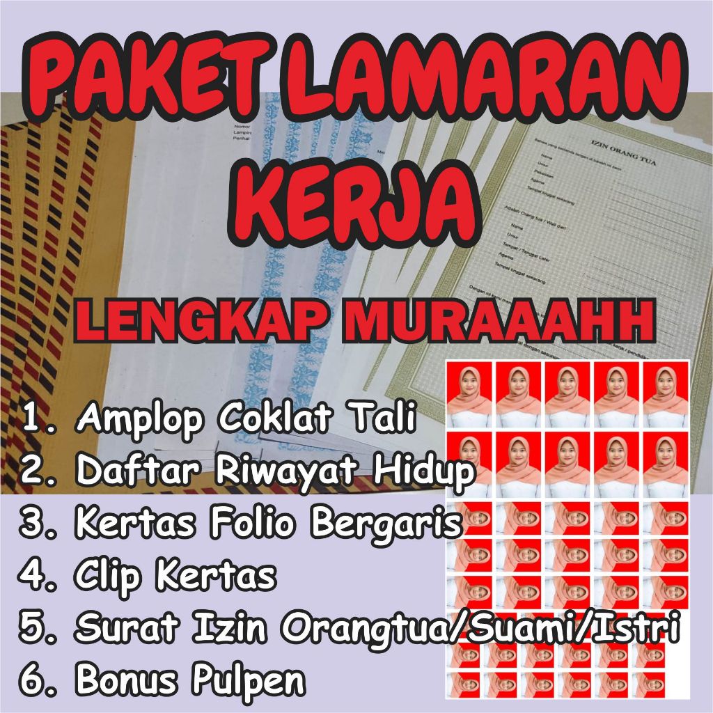 

PAKET LAMARAN KERJA + PAS FOTO