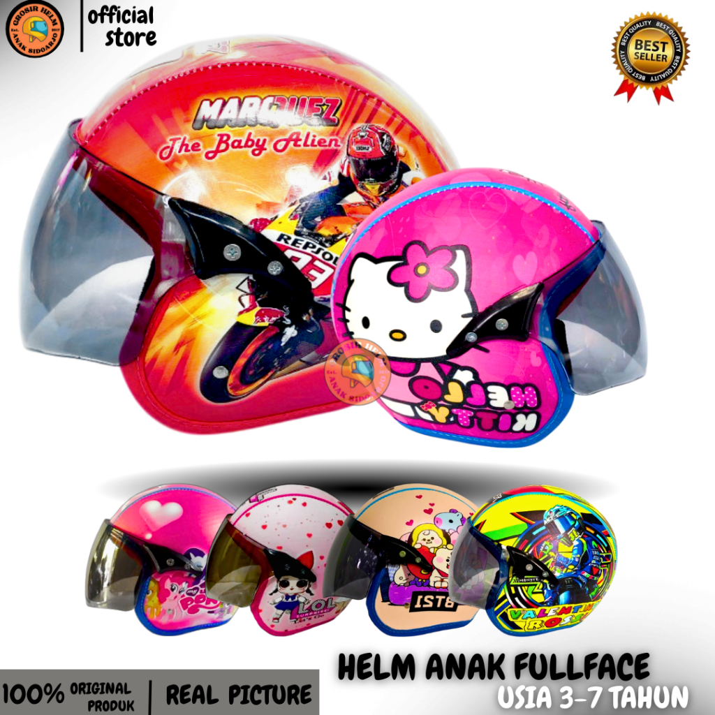Helm anak full face  usia 2-7 tahun berbagai motif lucu- helm anak