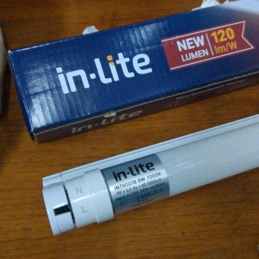 INT8G018 SET IN LITE LED KAP + LAMPU T8 SET 9W 60CM SINGLE ENDED INT8G018SET / 9W 9 Watt Lampu TL LE
