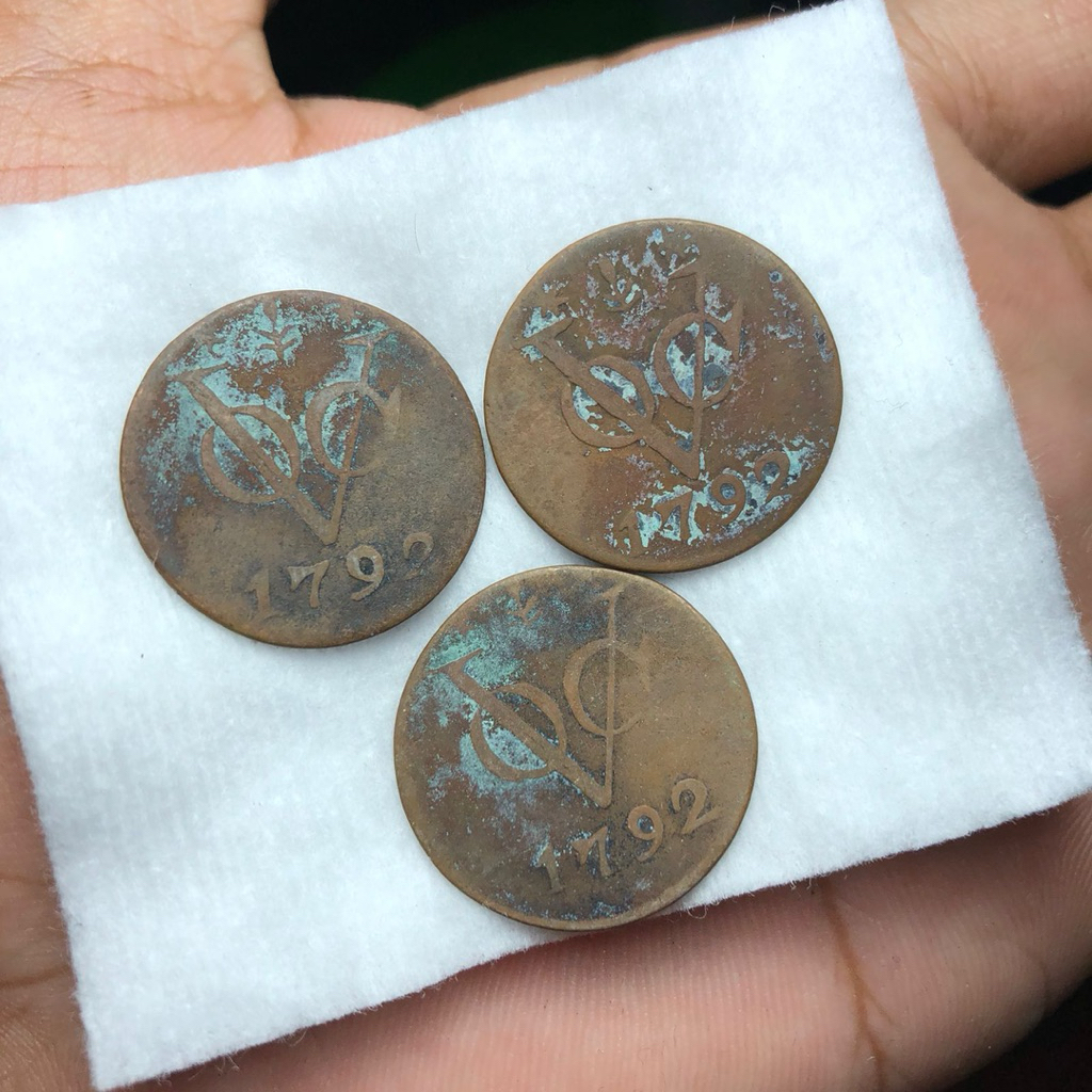 Koin Kuno VOC Gelderland 3pcs Asli Tahun 1792