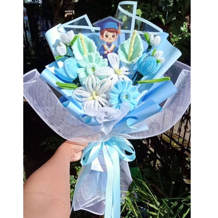 BUKET BUNGA KAWAT BULU PREMIUM BIG/BUNGA KAWAT BULU/BUKET BUNGA AKRILIK/BUKET HADIAH WISUDA/KADO WIS