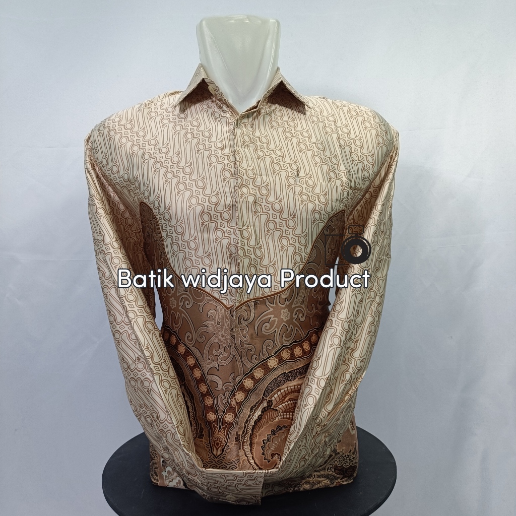 batik pria semi sutera premium warna moca mix coklat muda original cod