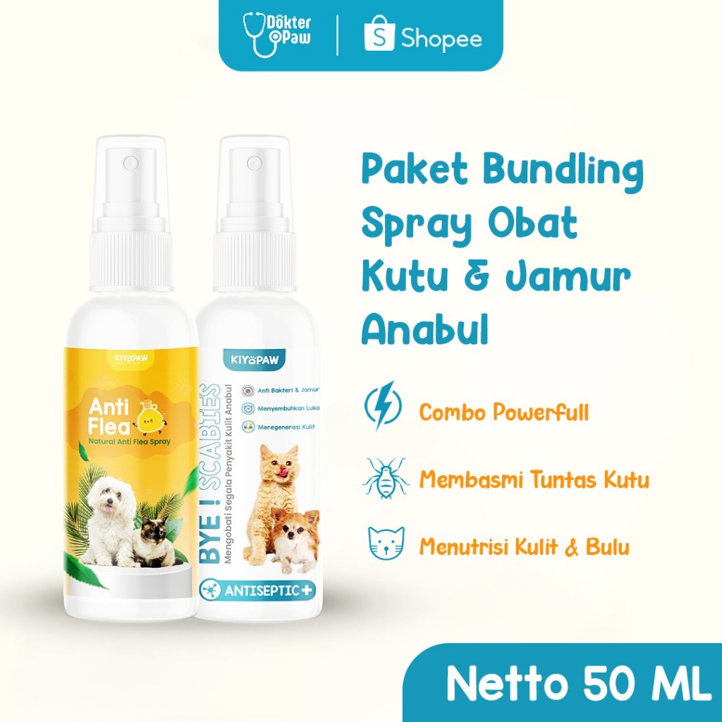 KIYOPAW Paket Bundling Spray Obat Kutu Kucing Anjing Spray Obat Jamur Kucing Anjing