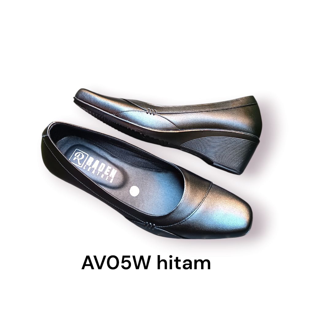 Sepatu pantofel kulit wanita hak wedges 5cm dan semi wedges 3cm sepatu kerja