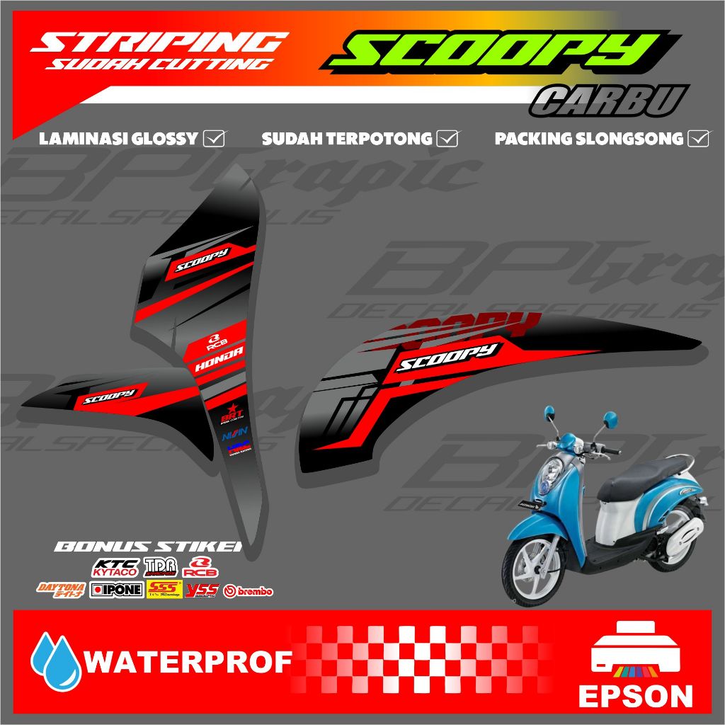 Striping Scoopy Karbu 2010 - 2013 stiker sticker setiker list variasi motor honda scoopy scoopi karb