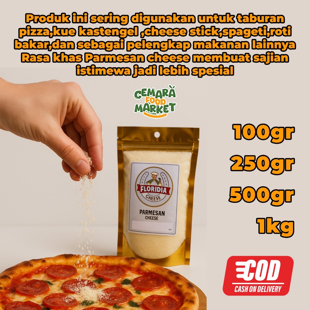 

DA Floridia Parmesan Cheese 250 gr / Keju Parmesan Bubuk / Grated Parmesan Premium
