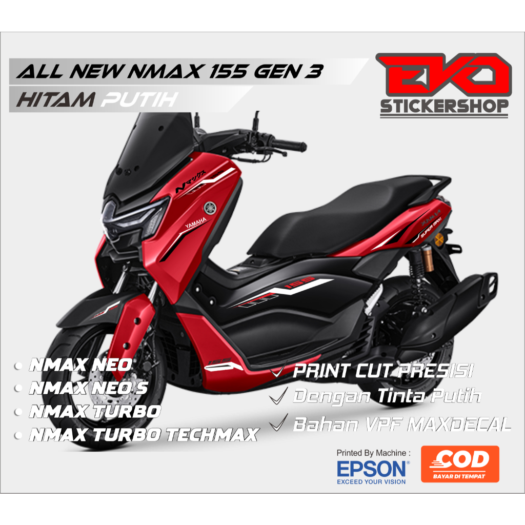 STIKER NMAX MERAH NEO STICKER NMAX TURBO STRIPING UV TRANSPARAN