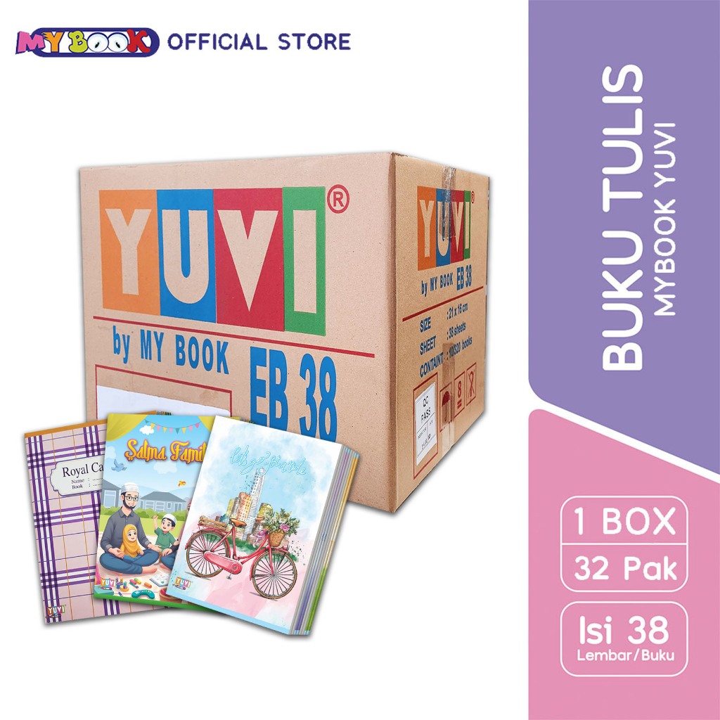 

[1 BOX / DUS] GROSIR My Book Yuvi Buku Tulis 38 Lembar - 32 pak / 320 buku