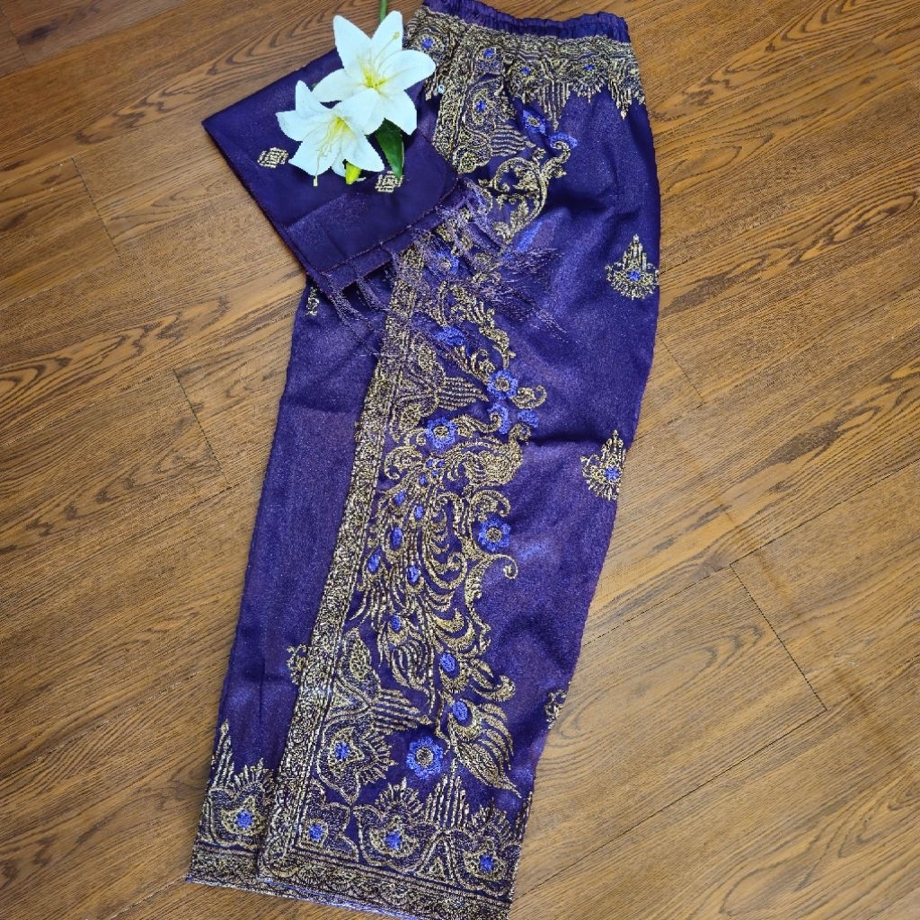 Kamen Jadi bordir Bahan silky set selendang bawahan wanita tradisional kamen rok bali