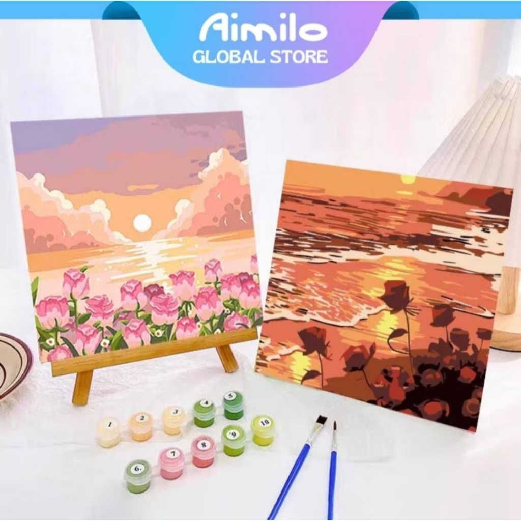 

Aimilo Paint By Number 20×20cm Lukisan Kanvas DIY Digital Painting Kit With Kanvas