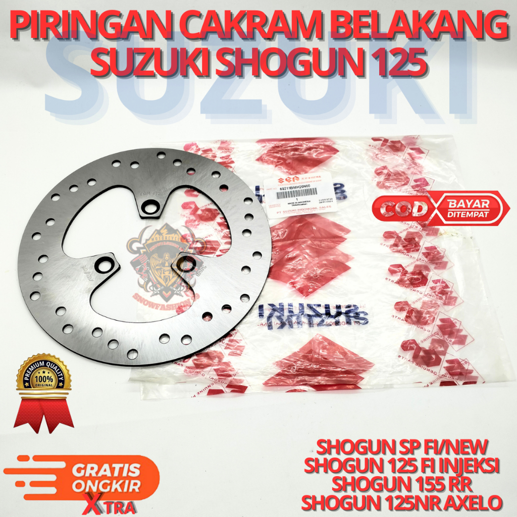 PIRINGAN CAKRAM BELAKANG SUZUKI SHOGUN 125 UNTUK MOTOR SHOGUN SP FI/NEW,SHOGUN 125 FI INJEKSI,SHOGUN