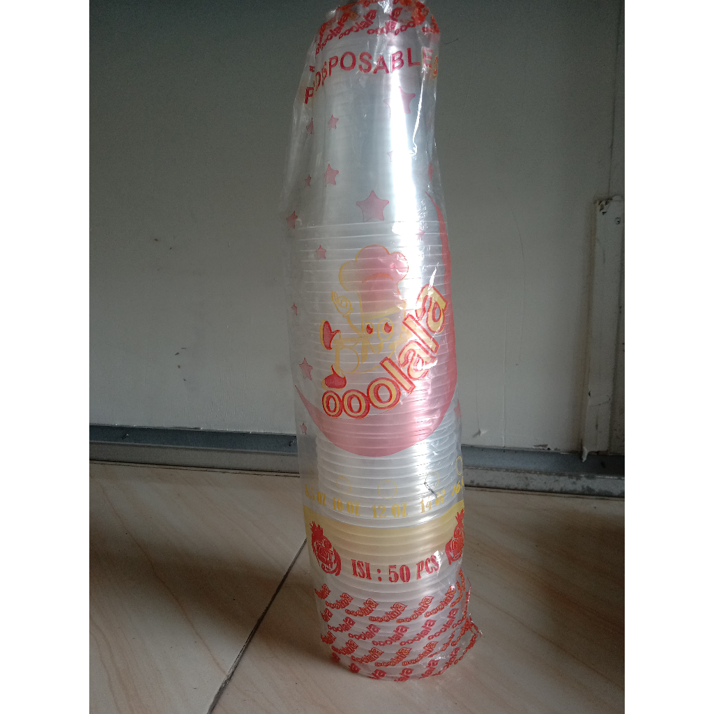 [50 Pcs] CUP OOOLALA- Gelas Plastik Datar  (12oz,14oz,16oz,22oz)