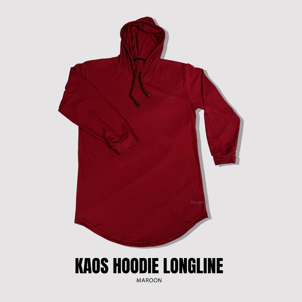DROPOST CLOTHING KAOS HOODIE LONGLINE POLOS JUMBO LENGAN PANJANG RIP KATUN COMBED BIG SIZE OVERSIZE 