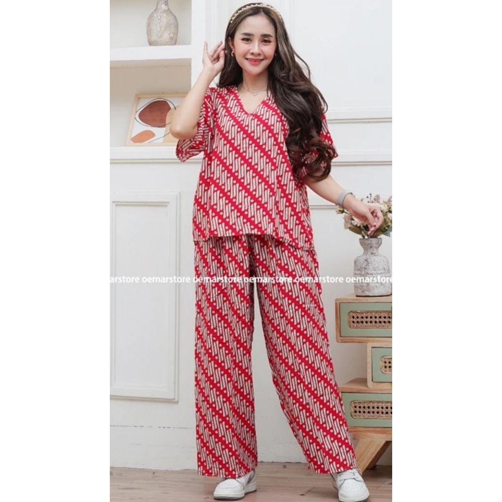 SETELAN CELANA PANJANG KULOT MOTIF SENO || SETELAN BATIK LD 120 CELANA PANJANG KULOT