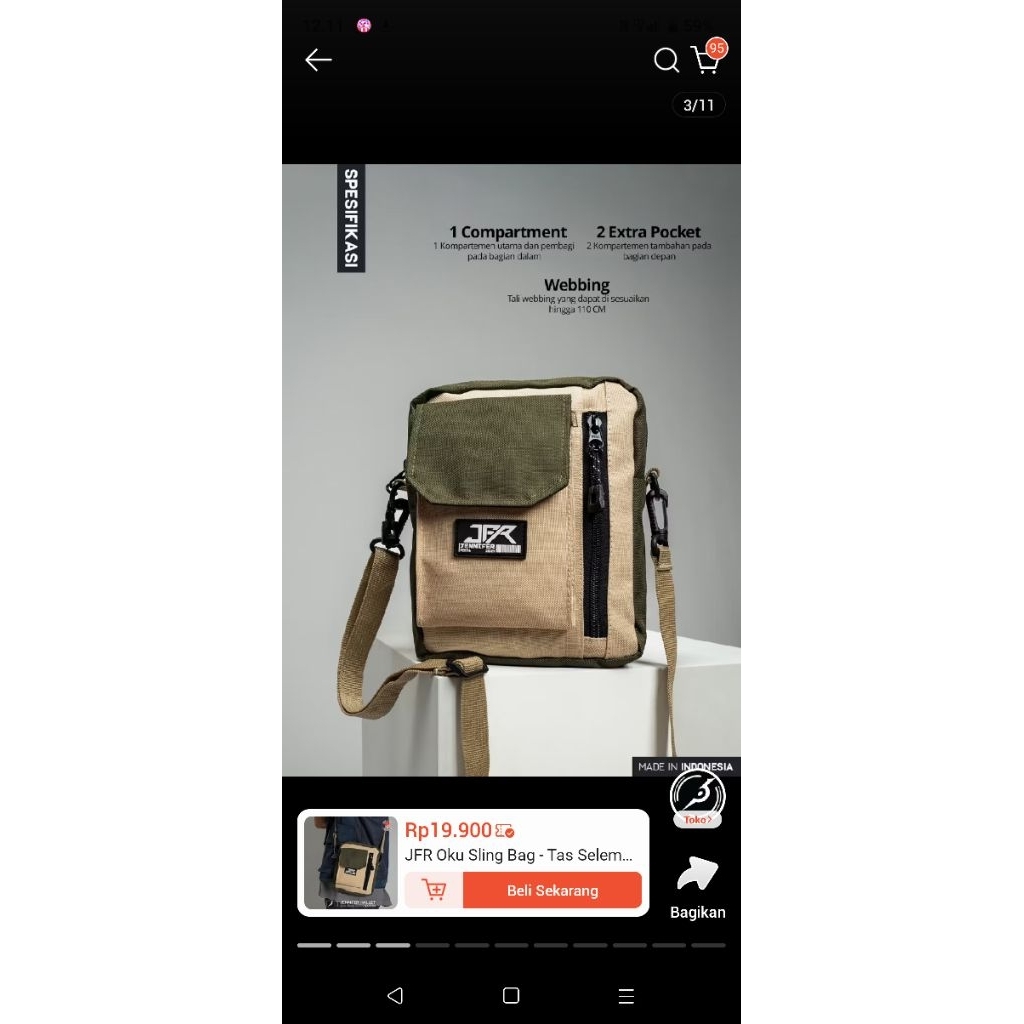 Tas slempang pria JFR original