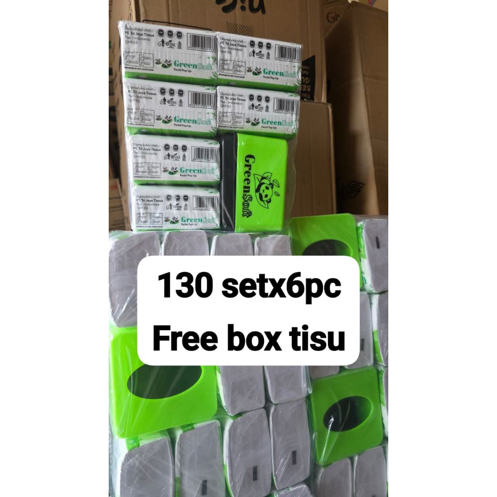 TISU GREENSOFT 6 PACK + KOTAK TISU POP UP SIZE KECIL