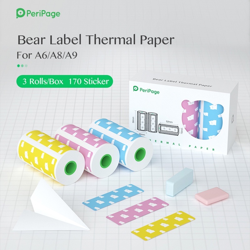 

PERIPAGE Label Cutting Printer A6 Bear Polos White Putih Original 57x30mm / Printer Label Sticker
