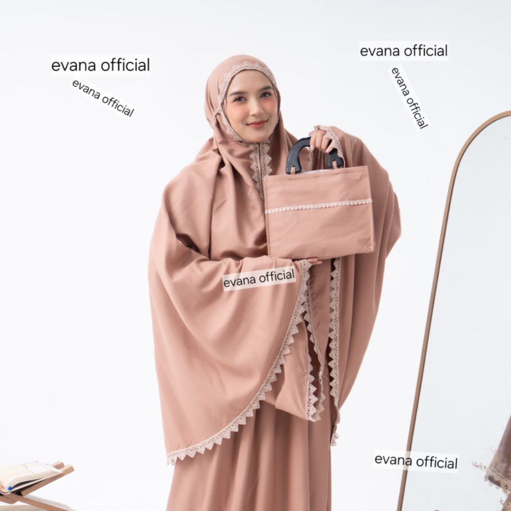 Mukena Dewasa Traveling Katun Jumbo Resleting Mewah