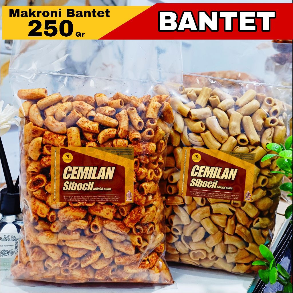 

MAKARONI BANTET 250Gr/ Makroni Tasik SIBOCIL Makanan Pedas Cemilan Snack Jajanan Viral