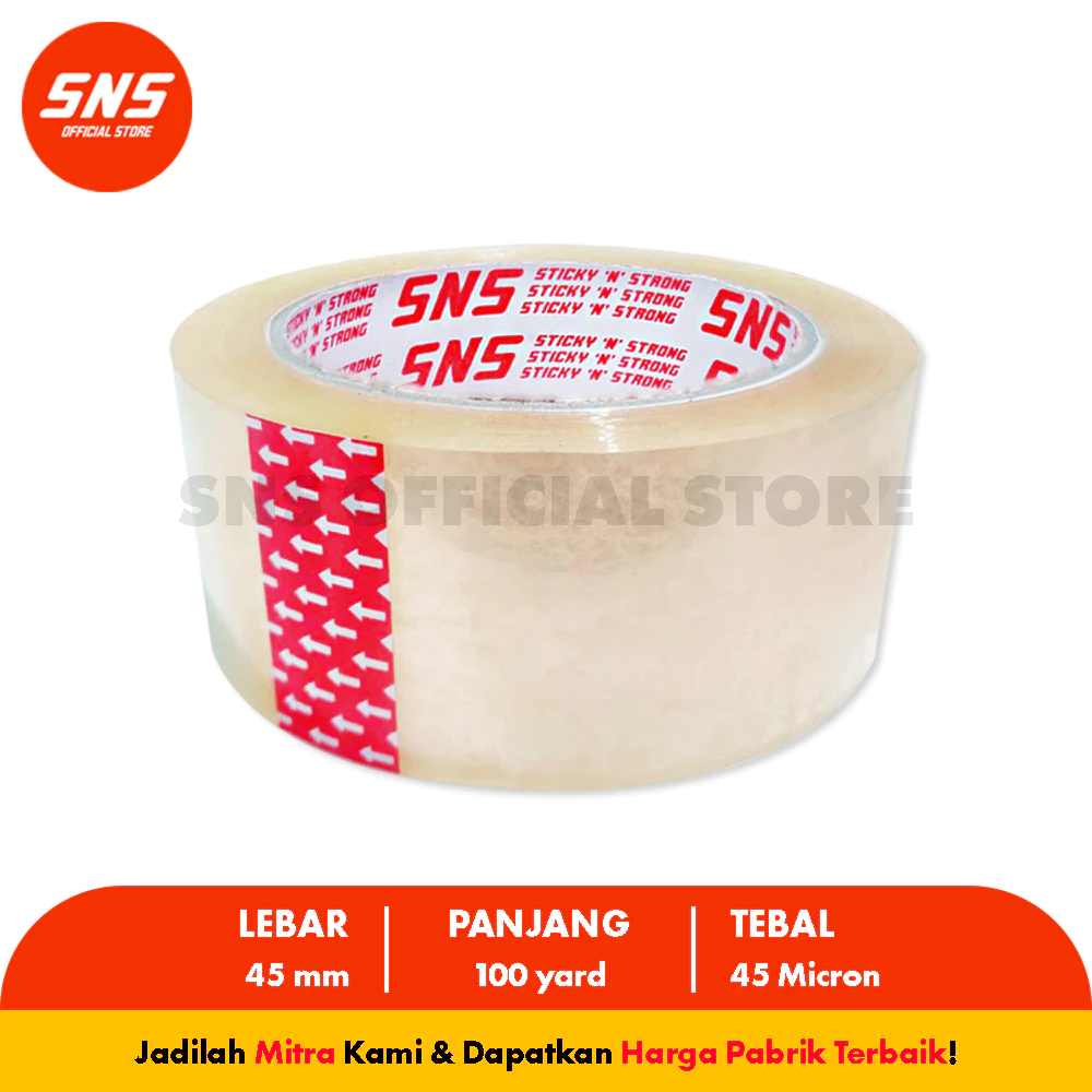 

LAKBAN BENING LAKBAN COKLAT 45 mm x 100 YARD ECO - SNS - 1 DUS ISI 72 PCS