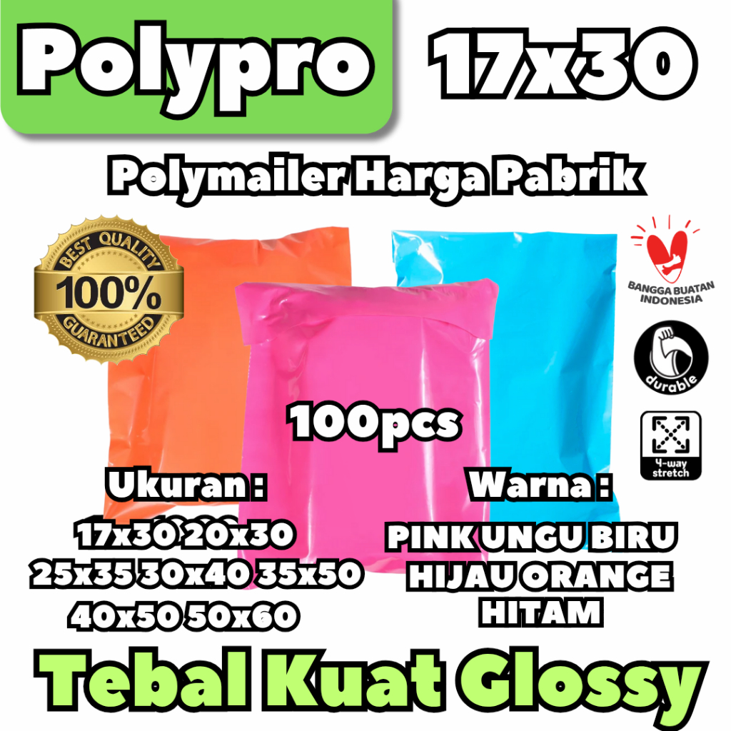 

Polypro Plastik Polymailer 17x30 / Pembungkus baju / Packing Online / Plastik Polymailer Glossy Premium