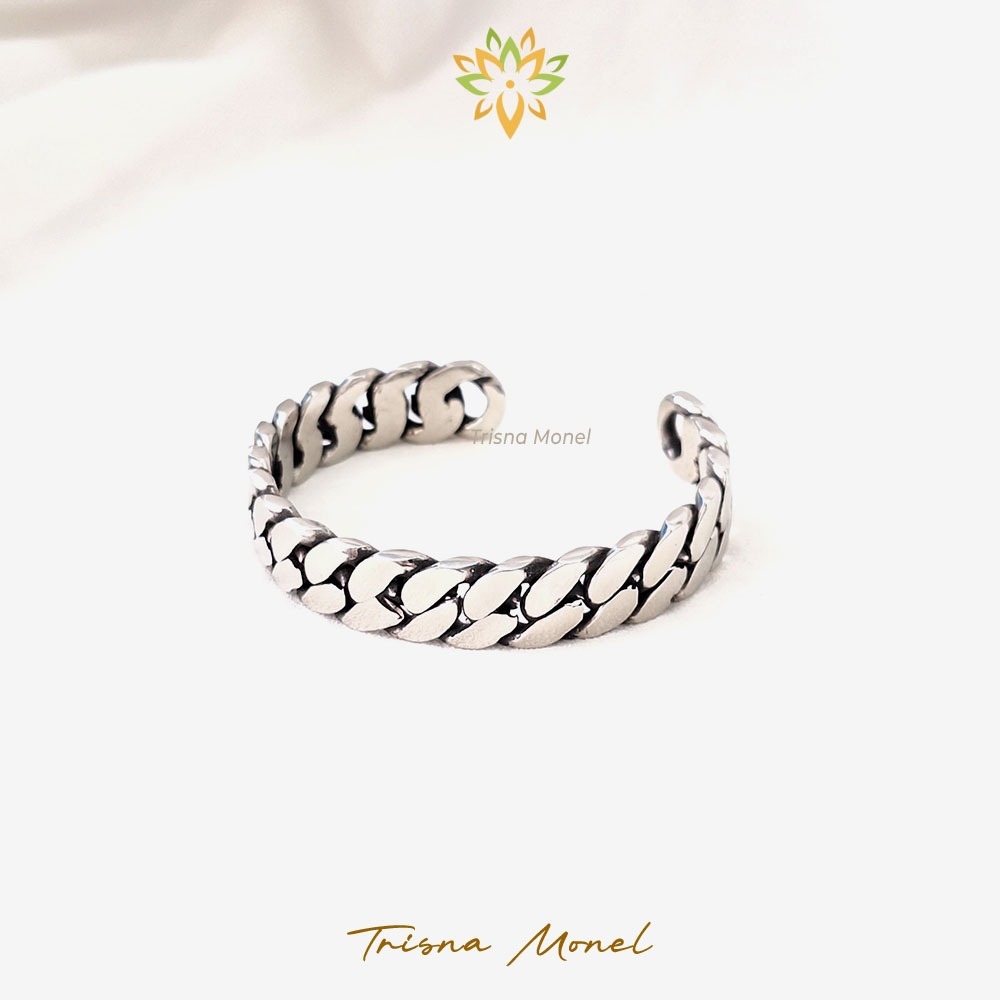 MONEL ORIGINAL Gelang monel pria motif anyam rantai kekinian