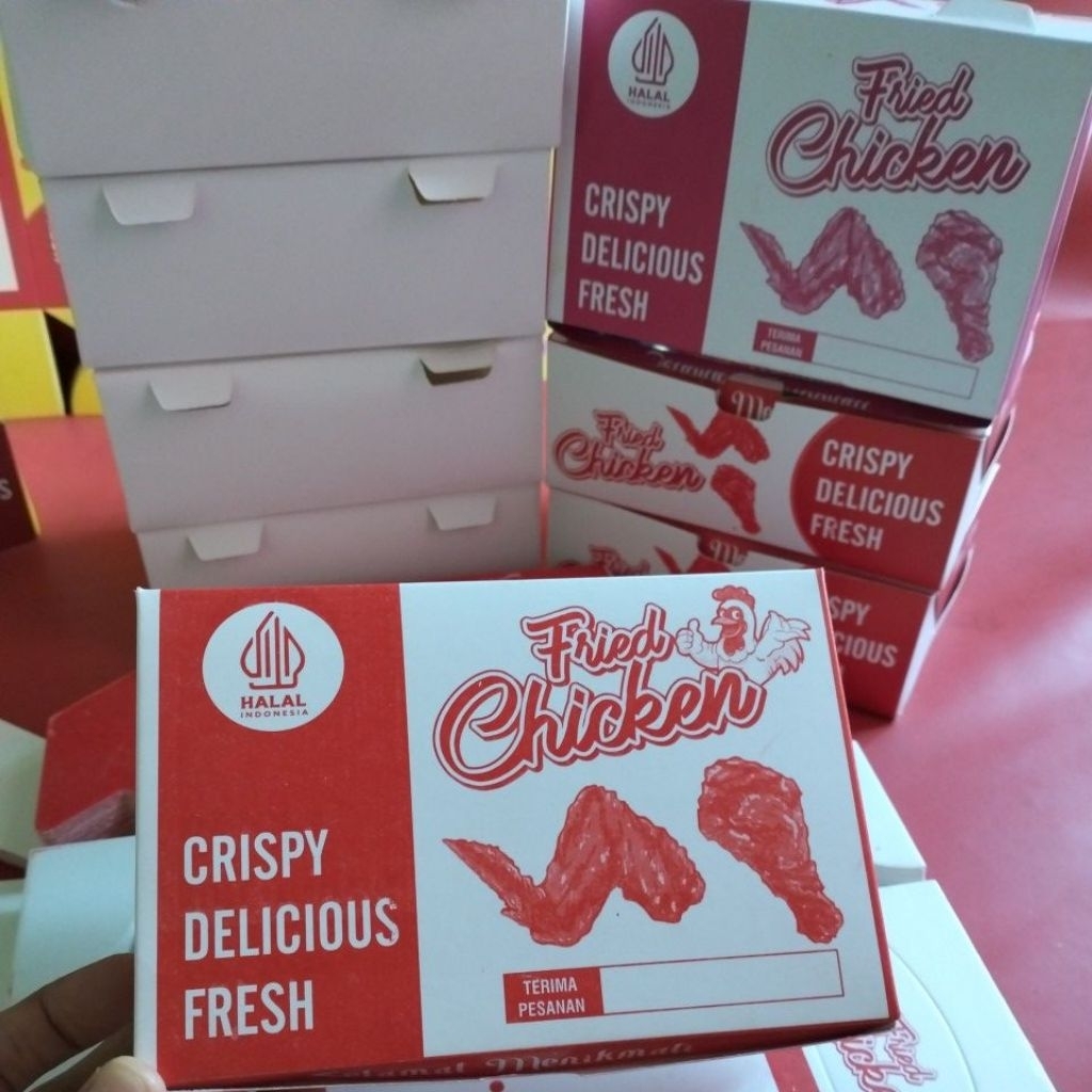 

KARDUS FRIED CHICKEN 2 WARNA MERAH PUTIH / KARDUS AYAM DAN NASI