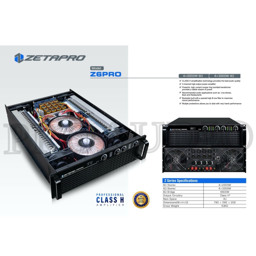 POWER AMPLIFIER ZETAPRO Z6PRO / Power Ampli Zetapro z6pro / Z 6 PRO DOUBLE TRAFO / Zetapro Original
