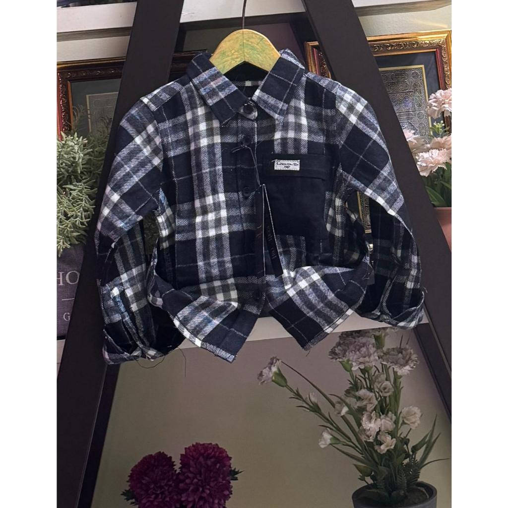 Kemeja Anak Laki - Laki Flanel Hitam Lengan Panjang by libas 1-13 tahun By Libas