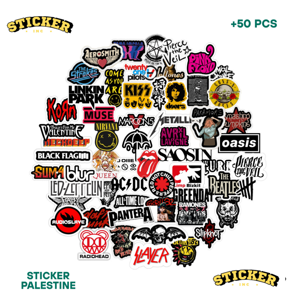 

(50+) Sticker Pack BAND Series - Bahan Vinyl Premium Anti Air Dekorasi Laptop Helm Motor Cermin