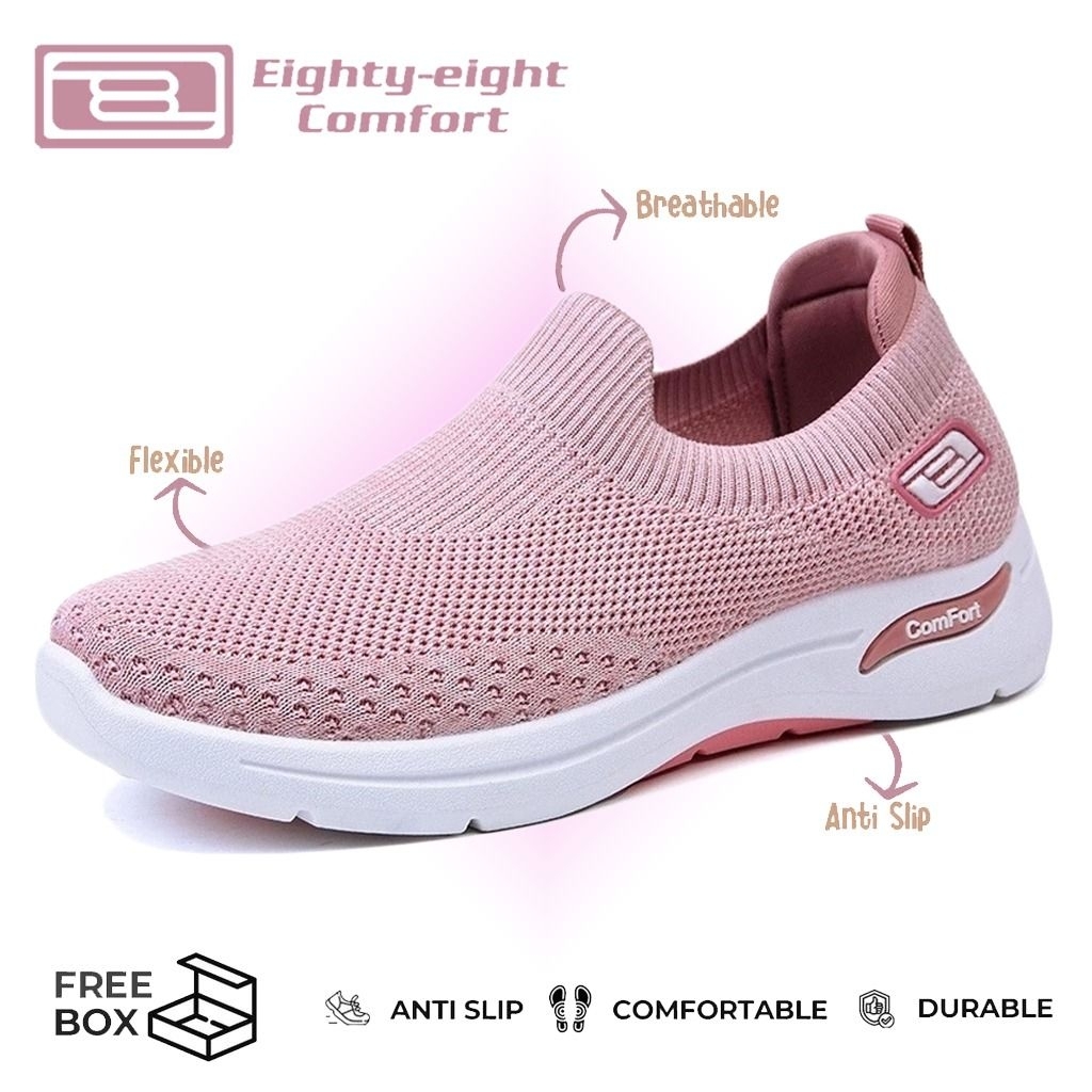MKT TOP , Sepatu Sneakers Wanita Sepatu Sport Rajut Wanita Sepatu Wanita Rajut, EIGHTY EIGHT COMFORT