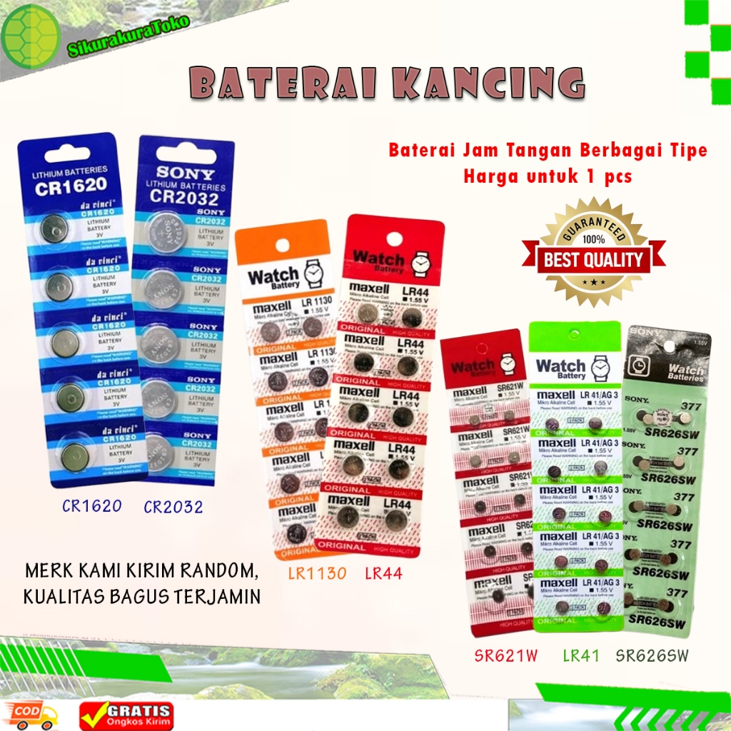 (SKR) Baterai 1620 Batre Kancing Battery SR 626 SR621 SW CR2032 Jam Tangan AG10 LR1130 LR 1130 SR54 