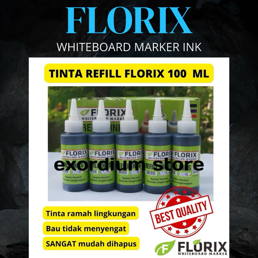 

Tinta RefilL Spidol Whiteboard Marker FLORIX 100 ml 1 Pack isi 5 botol