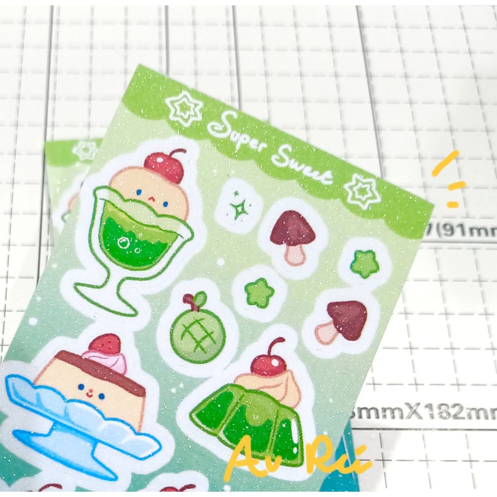 

Super sweet sticker glitter | japanese dessert original merch stiker sheets | waterproof | by au rei
