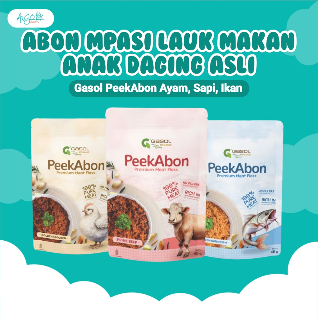 

GASOL PeekAbon Abon Premium Mpasi Anak Sapi Ayam Ikan