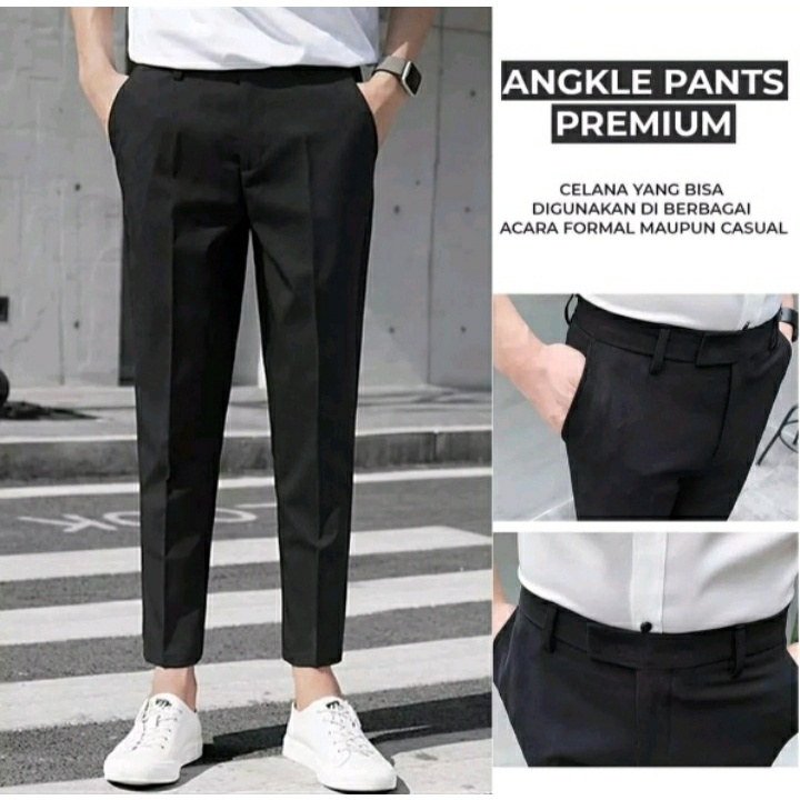 Celana Bahan Pria Slim fit / Celana Formal Pria / Celana Dasar Pria Slimfit / Celana Hitam Pria