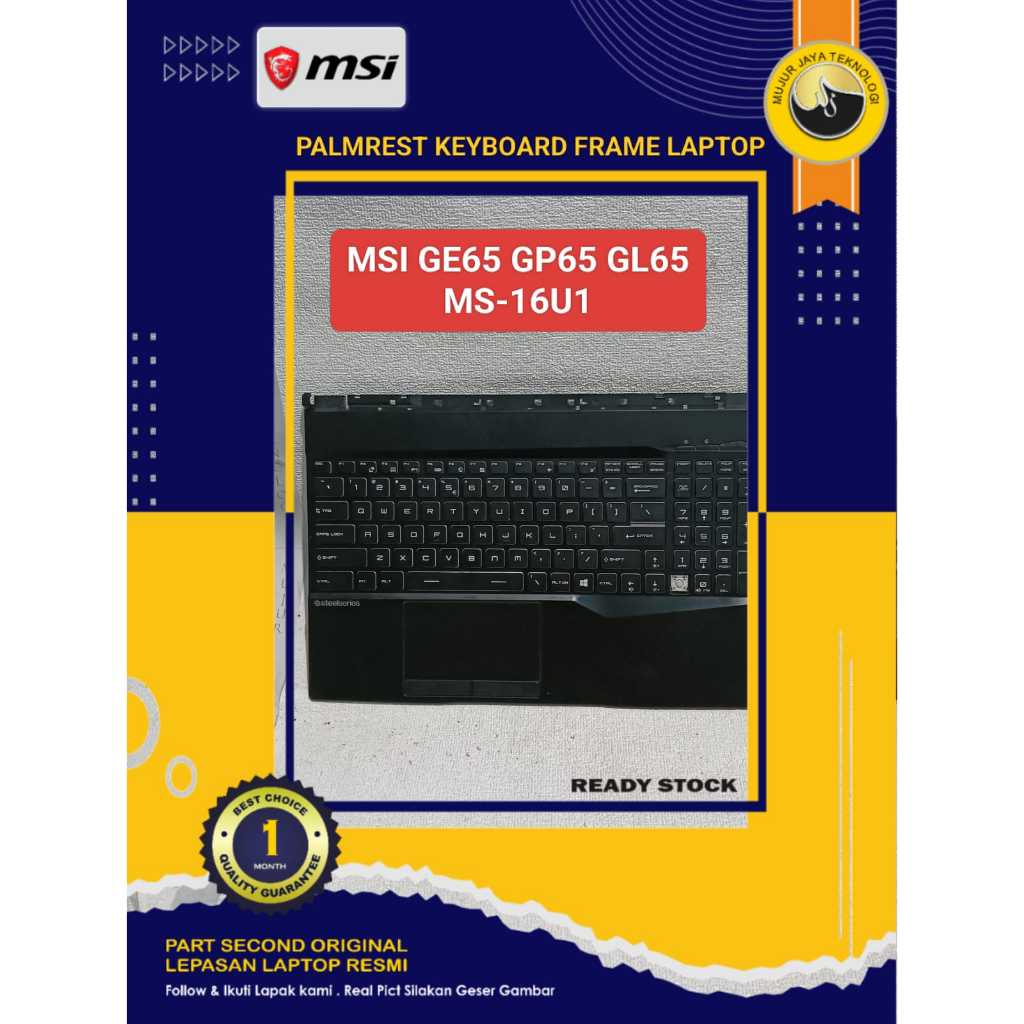 Palmrest Keyboard Frame Top Case MSI GE65 GP65 GL65 MS-16U1 Keyboard NO CEK Mulus