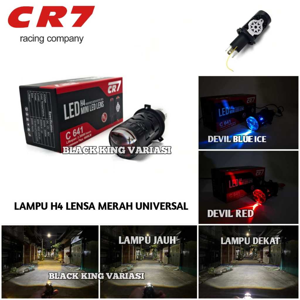 Lampu H4 Lensa Merah Lampu Mini Projie Lampu Utama LED H4 Lampu Led Motor Mobil Lampu Projector Proj