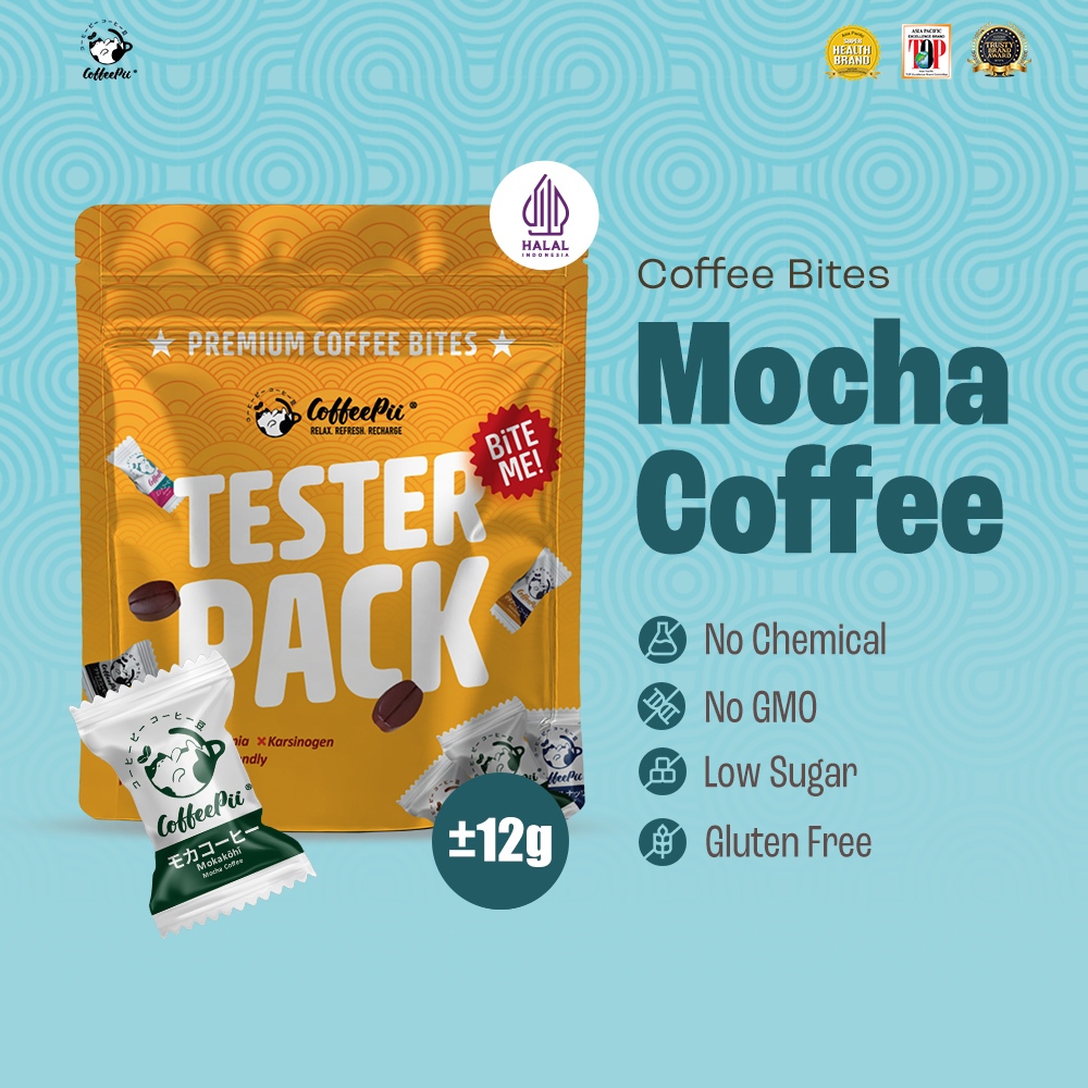 

Coffeepii Indonesia - Tester Pack - Mocha Coffee| Coffee Candy | Low Sugar | Vegan Friendly | Snack Import Jepang (12pcs)